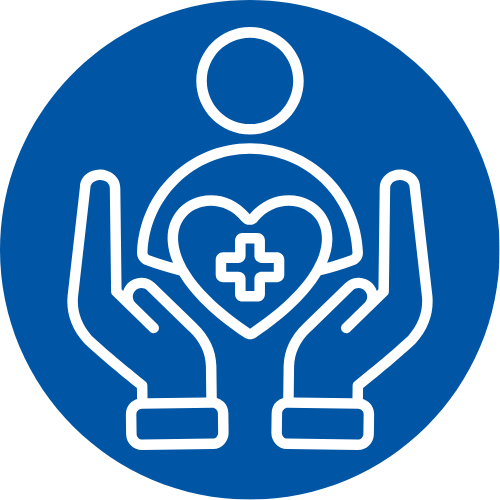 Hands with healthcare plus and person icon