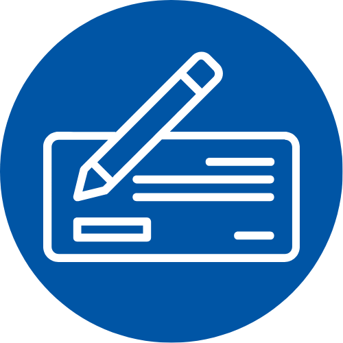 Signing a cheque icon