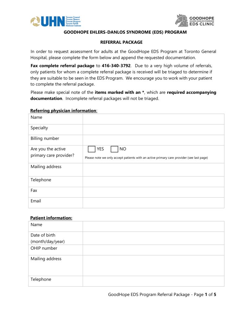 UHN - Goodhope Ehlers-Danlos Syndrome (EDS) Program - Hamilton Family ...