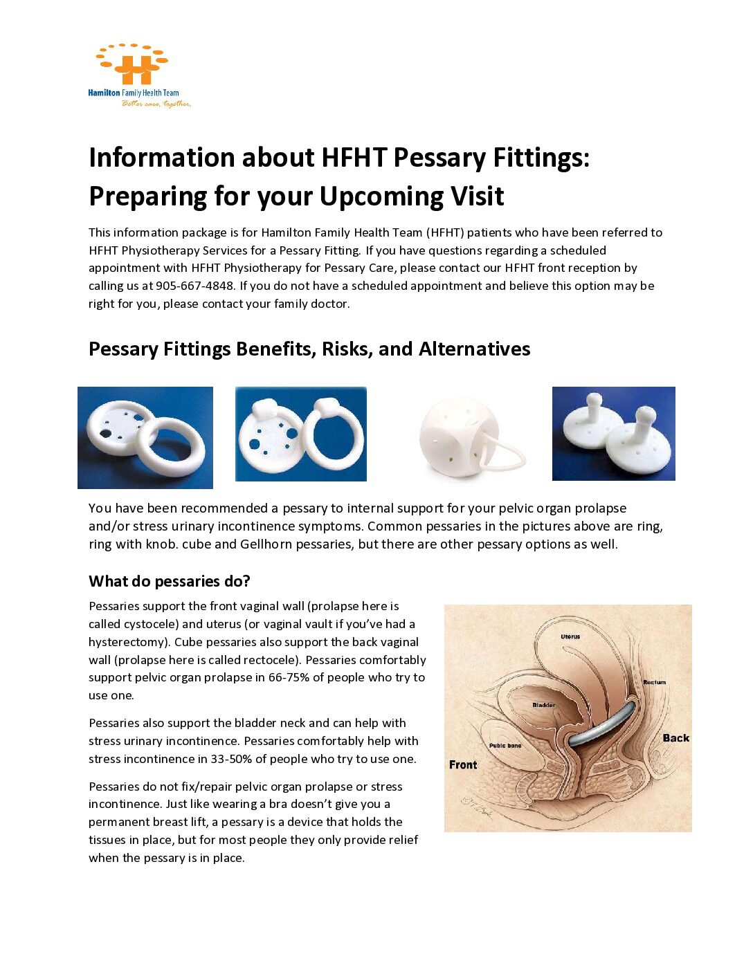 HFHT Client Education &ndash; Pessary Information and Preparing For Your Fitting