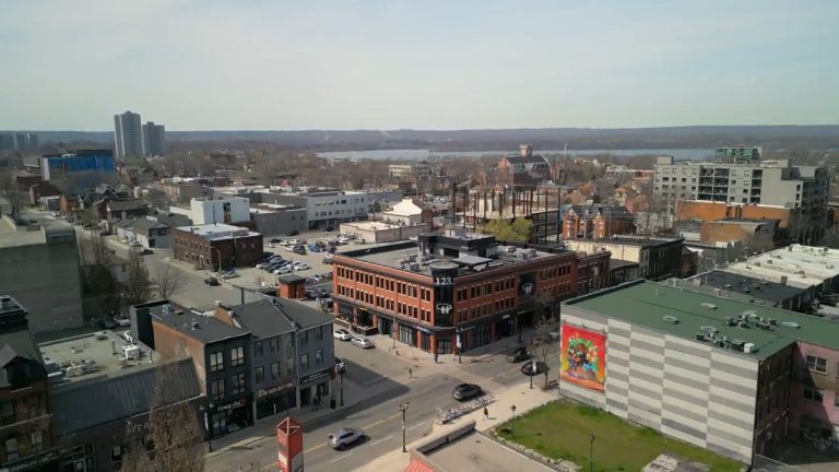 Drone picture of downtown Hamilton from above