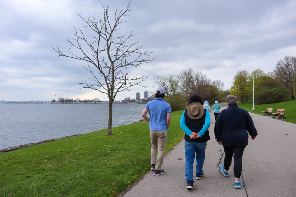 Participants walking around Bayfront Hamilton