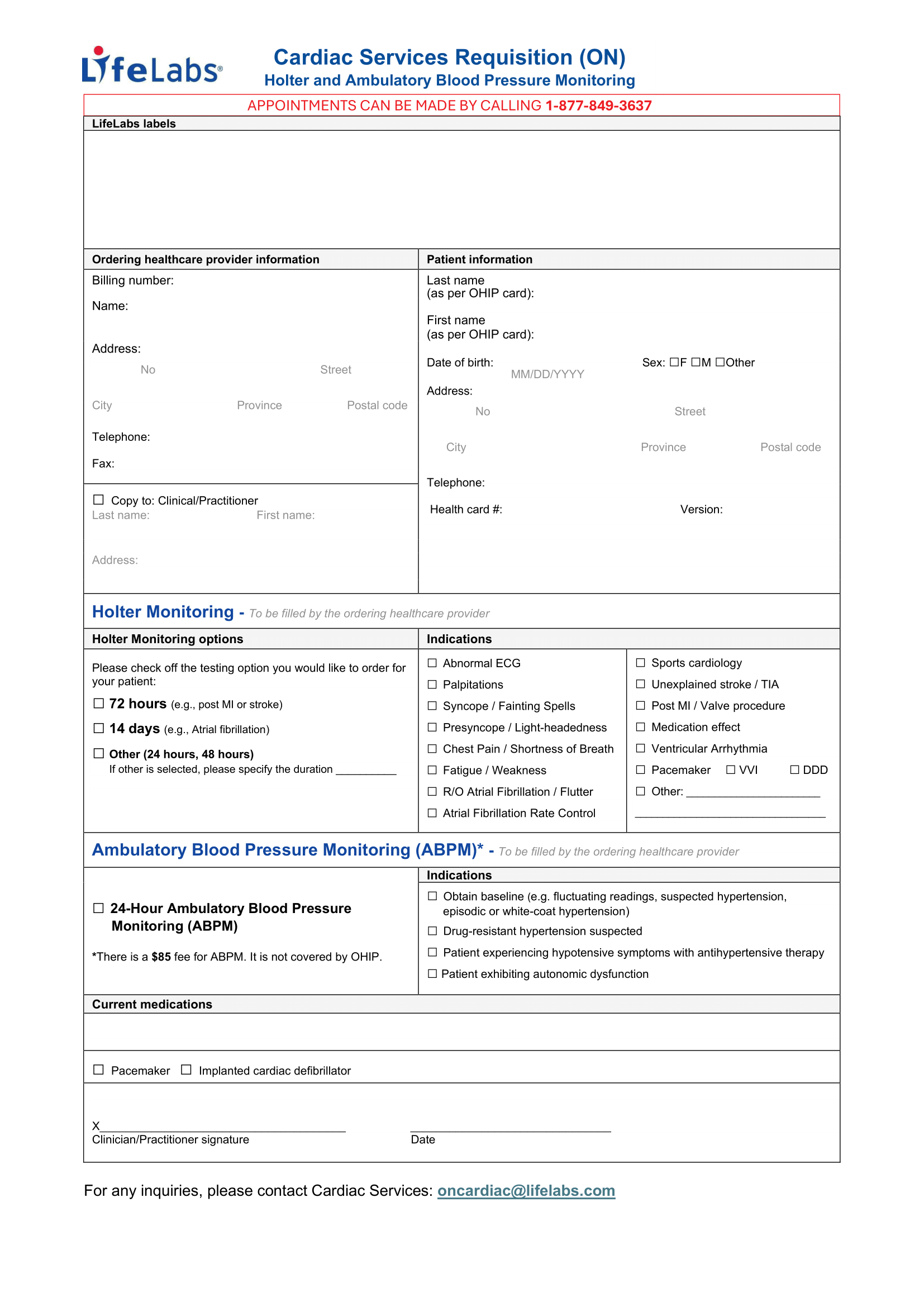 LifeLabs – Cardiac Services – Holter & Blood Pressure Monitoring