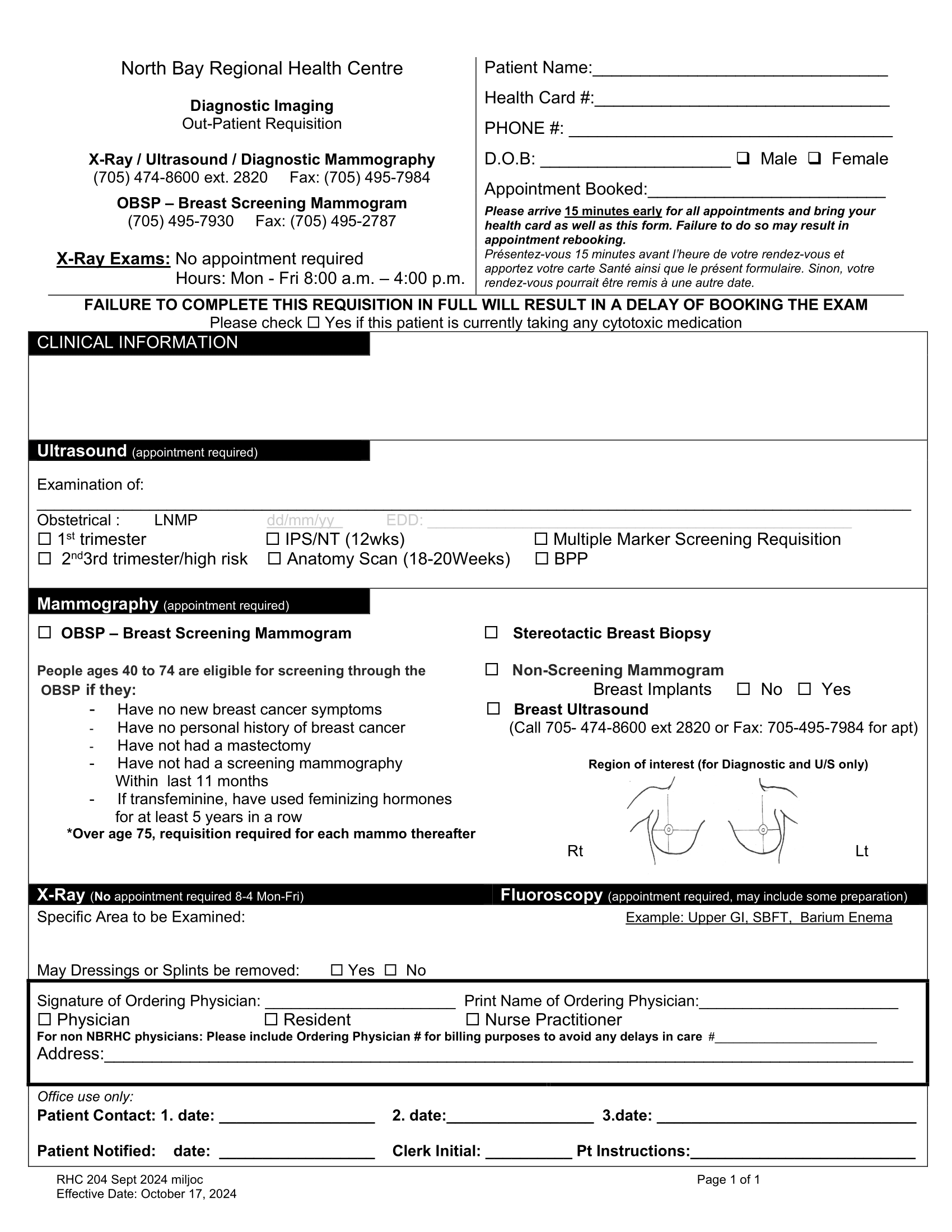 North Bay RHC – Outpatient Diagnostic Imaging