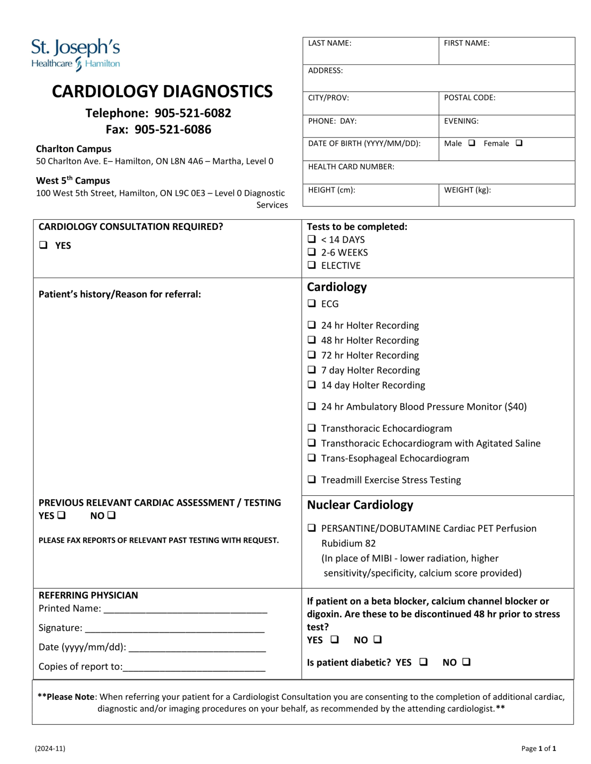 St. Joseph's Healthcare Hamilton - Cardiology Diagnostics - Hamilton ...