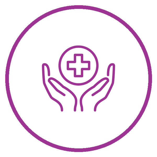 Hands with healthcare plus icon